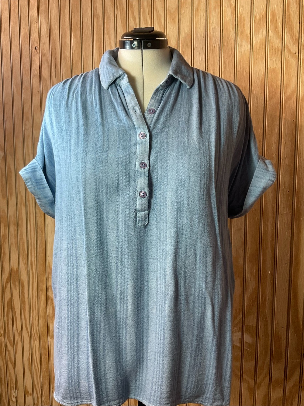 Chico's Dusty Blue Button-Up Top